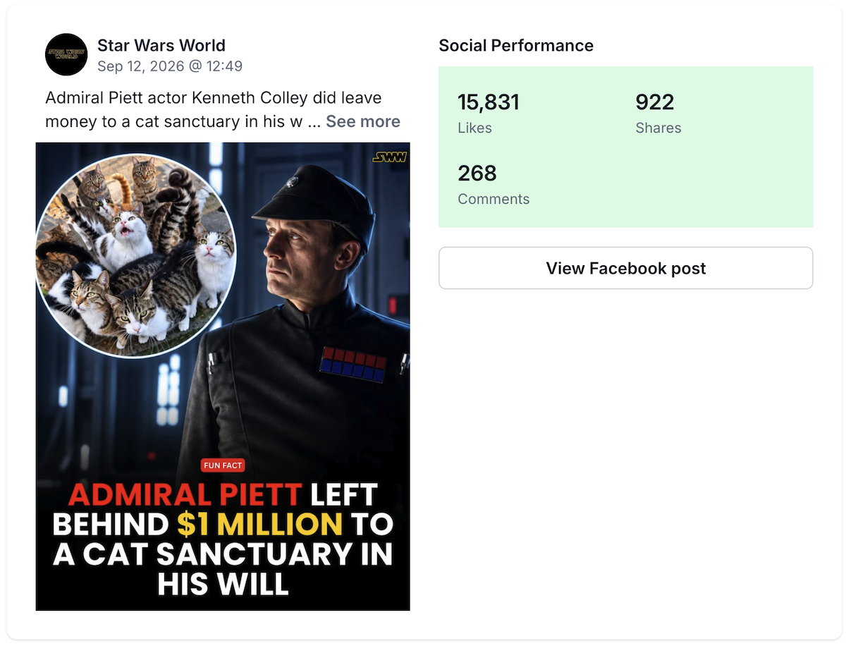 A viral post about the Admiral Piett actor